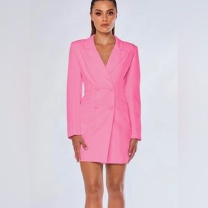 NWT MESHKI HEATHER WIDE COLLAR BLAZER DRESS LIGHT PINK